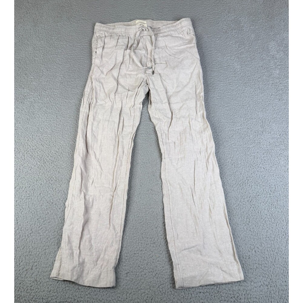 LINEN CHINO  Pants Mens M Beige Pull On Casual Beachy Resort Coastal Panama Jack